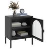vidaXL Nightstand Black Powder-coated steel, fluted glass