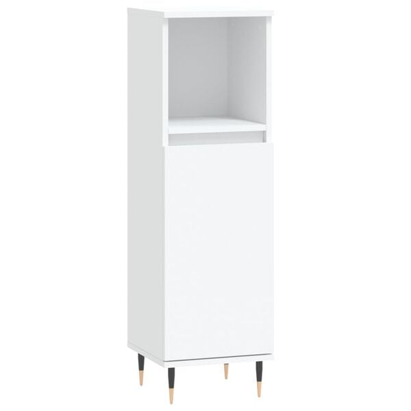 vidaXL Bathroom Cabinet White Engineered Wood 11.8 in x 11.8 in x 39.4 in