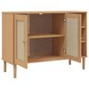 vidaXL Sideboard Brown Solid pine wood, engineered wood, poly rattan