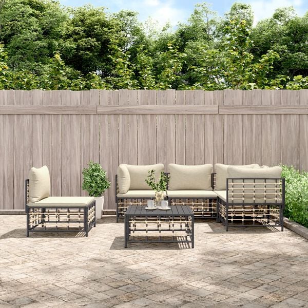 vidaXL Garden Lounge Set Anthracite Poly rattan Medium Seats Many