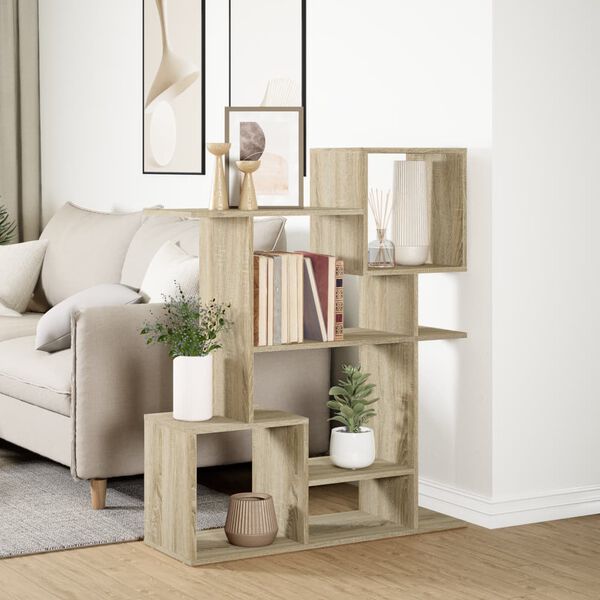 vidaXL Room Divider Bookcase Sonoma Oak Engineered Wood Medium