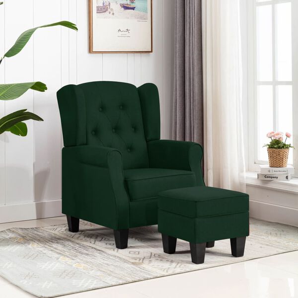 vidaXL Armchair Dark Green Fabric (100% polyester), Plywood, Plastic