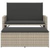 vidaXL Patio Bench with Cushions and Footstool Light Grey Poly Rattan