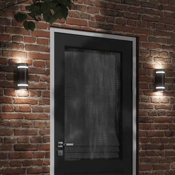 vidaXL Outdoor Wall Light Black Die-cast Aluminum, PC (Polycarbonate)