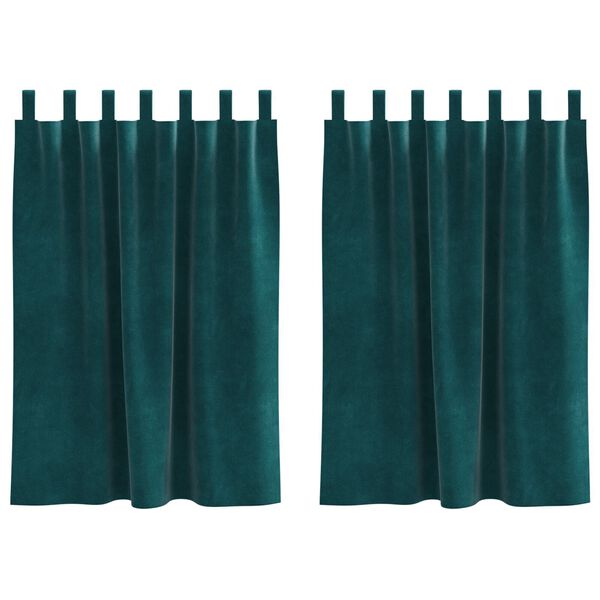 vidaXL Curtains with Curtains 2 pcs Dark Green 55.1" x 55.1" Velvet