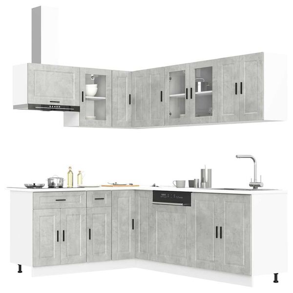 vidaXL Kitchen Cabinet Set Concrete Grey Engineered wood, Glass