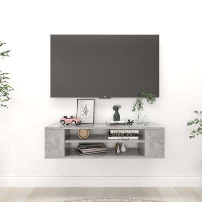 vidaXL Hanging TV Stand Concrete Gray 39.4"x11.8"x10.4" Engineered Wood