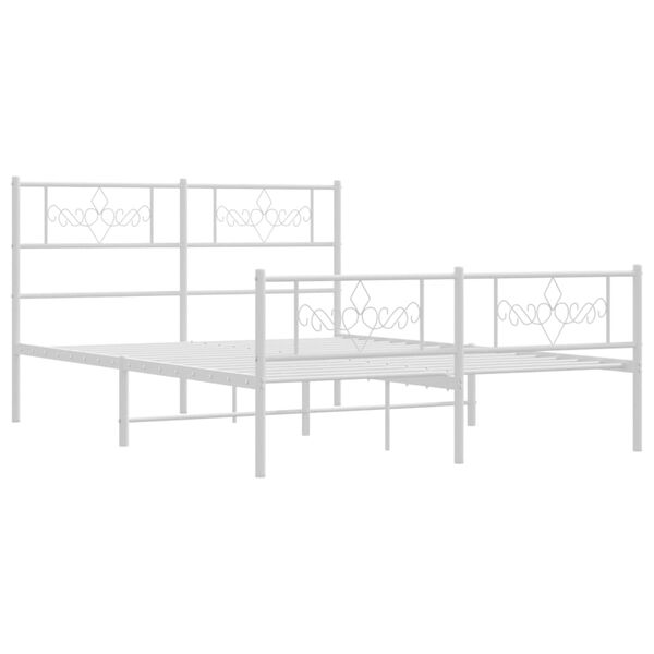 vidaXL Bed Frame White Powder-coated Steel