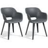 Keter Outdoor Chair Set of 2 Grey Plastic Standard Stackable