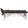 vidaXL Black Foldable Massage Table 2 Zones with Wooden Frame