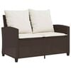 vidaXL Garden Sofa Brown Poly Rattan 2-Seater Size Removable Covers