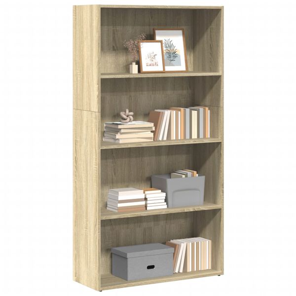 vidaXL Bookcase Sonoma oak Engineered wood 31.5x11.8x59.8 in Bookcase