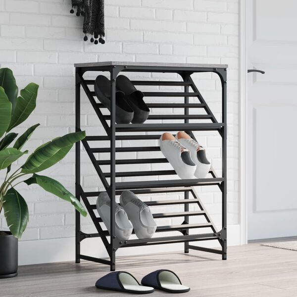 vidaXL Shoe Rack Grey Sonoma Engineered Wood Medium Shoe Rack