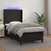 vidaXL Box Spring Bed with Mattress&LED Black 39.4"x74.8" Twin Faux Leather