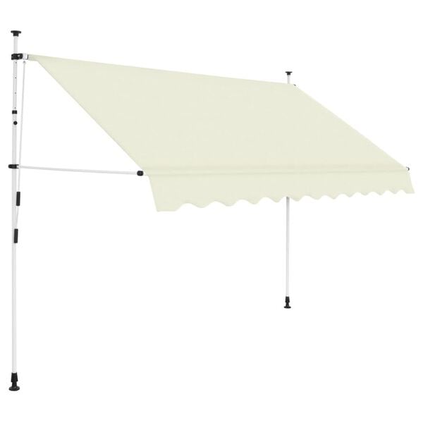 vidaXL Retractable Awning Cream Polyester with PU coating, Steel Medium