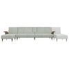 vidaXL L-shaped Sofa Bed Light Gray 109.8"x55.1"x27.6" Velvet