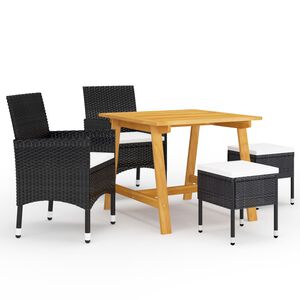 vidaXL Dining Set Black, Cream White