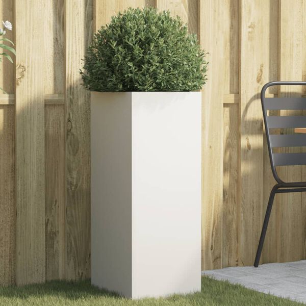 vidaXL Planter White Cold-rolled steel Medium Planter Rectangular