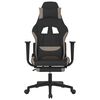 vidaXL Gaming Chair with Footrest Black and Taupe Fabric