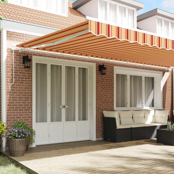vidaXL Retractable Awning Manual Yellow and Orange 236.22 x 118.11 in