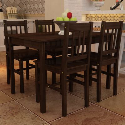 Wooden Dining Table with 4 Chairs Brown