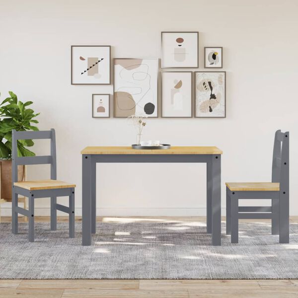 vidaXL Dining Chair Grey Solid pine wood 15.7x18.1x35.4 in Minimalistic