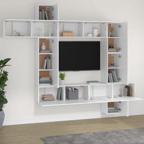 vidaXL TV Cabinet Set White Engineered Wood Medium Modular