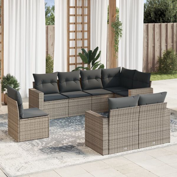 vidaXL Garden Sofa Set Grey PE rattan Large Modular Garden Sofa Set