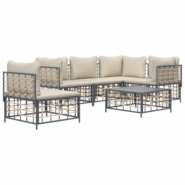 vidaXL Garden Lounge Set Anthracite Poly rattan Medium Seats Many