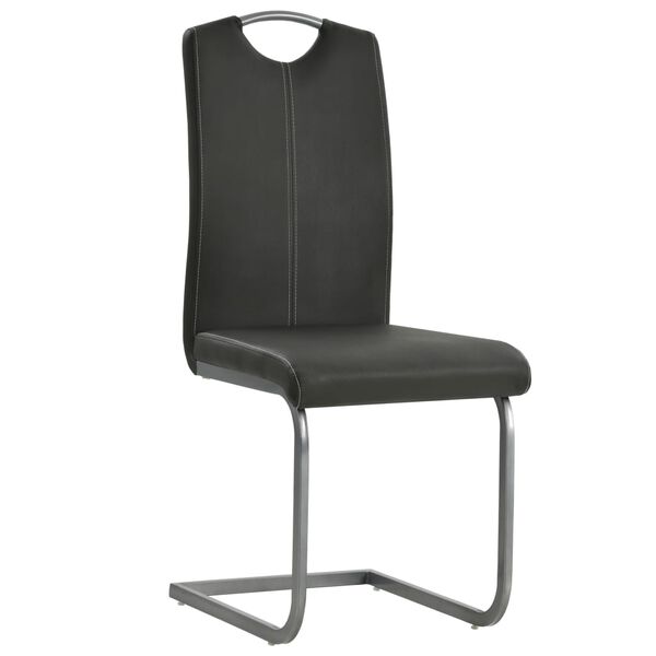 vidaXL Dining Chair Set of 2 Grey Faux leather, Steel Standard Sleek