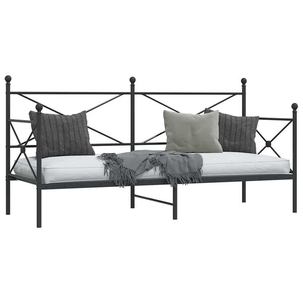 vidaXL Daybed With Trundle Black Steel Single bed size
