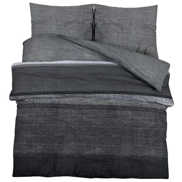 vidaXL Duvet Cover Set Set of 2 Dark grey 100% Cotton 94.5x86.6 in