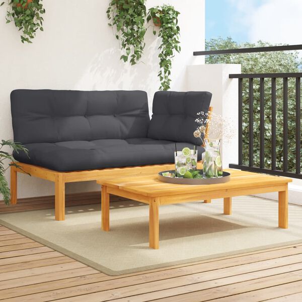 vidaXL Pallet Sofa Set Anthracite and natural wood