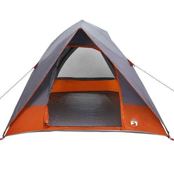 vidaXL Camping Tent Grey and Orange 125.98 x 108.27 x 74.80 in Taffeta