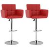 vidaXL Bar Stool Set of 2 Red Faux leather, steel