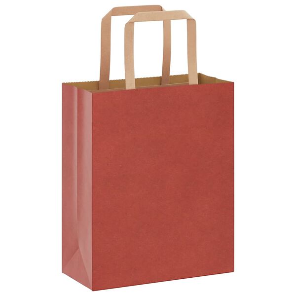 vidaXL Paper Bags 250 pcs with Handles Red 18x8x22 cm