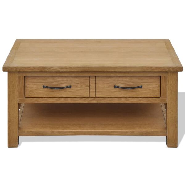 vidaXL Solid Oak Wood Coffee Table 34.6"x20.9"x17.7"