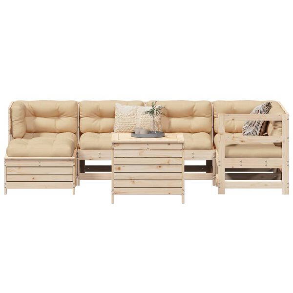 vidaXL Garden Sofa Set Natural wood Solid pine wood Large Modular
