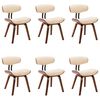 vidaXL Dining Chair Set of 6 Cream, Brown Faux leather, Bent wood