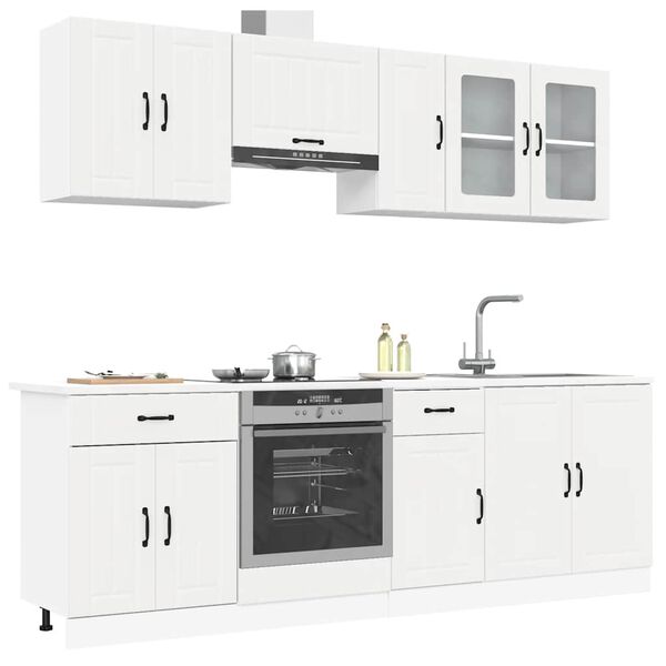 vidaXL Kitchen Cabinet Set White Engineered wood, Glass 8-piece set
