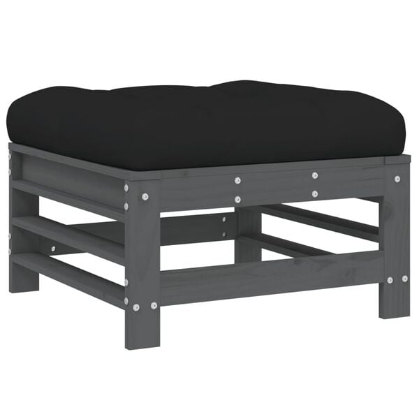 vidaXL Garden Footstool Grey, Black
