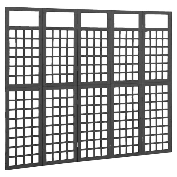 vidaXL 5-Panel Room Divider/Trellis Solid Fir Wood Black 79.3"x70.9"