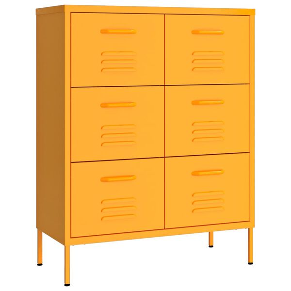 vidaXL Drawer Cabinet Mustard Yellow Steel Medium Ball-Bearing