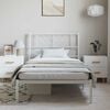 vidaXL Metal Bed Frame White Powder-Coated Steel Twin Bed Frame