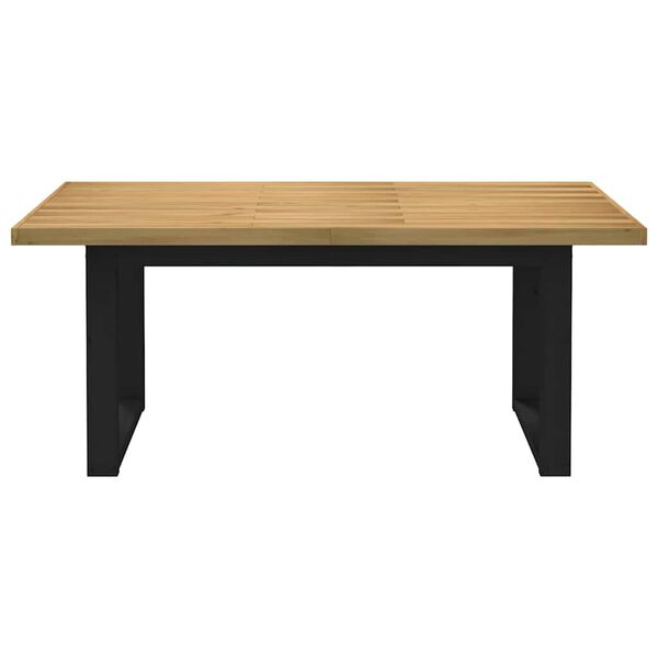 vidaXL Dining Table Natural and Black Solid pine wood 70.9 x 35.4 in