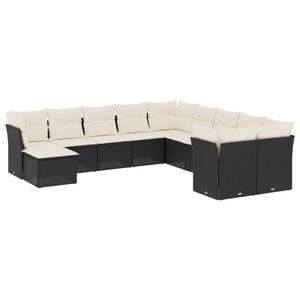 vidaXL Garden Sofa Set Black, Cream