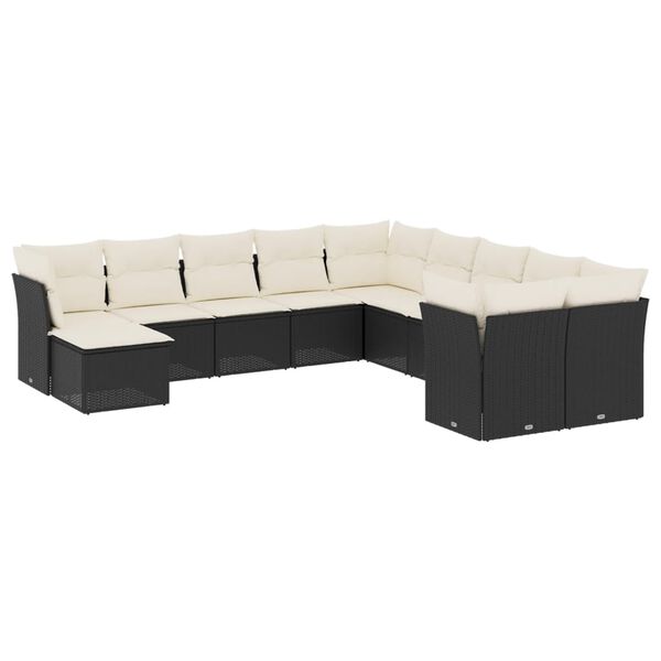 vidaXL Garden Sofa Set Black, Cream
