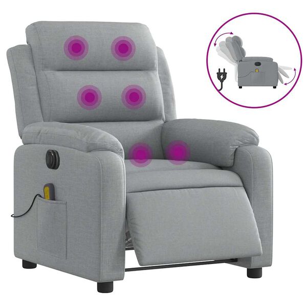vidaXL Electric Massage Recliner Chair Light Grey