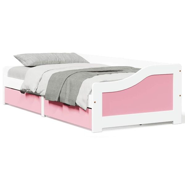 vidaXL Day Bed White and Pink Solid Pine Wood, Engineered Wood