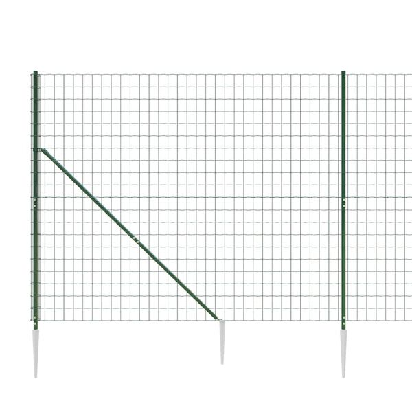 vidaXL Wire Mesh Fence with Spike Anchors Green 6.6x32.8'